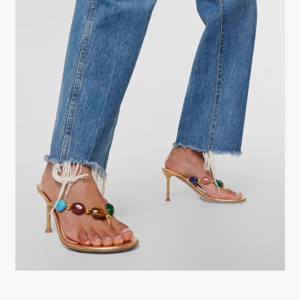 Gold jewel heeled sandal